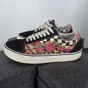 Vans Shoe Men's 10 Old Skool Check Animal Print Rose True White Skater Sneakers